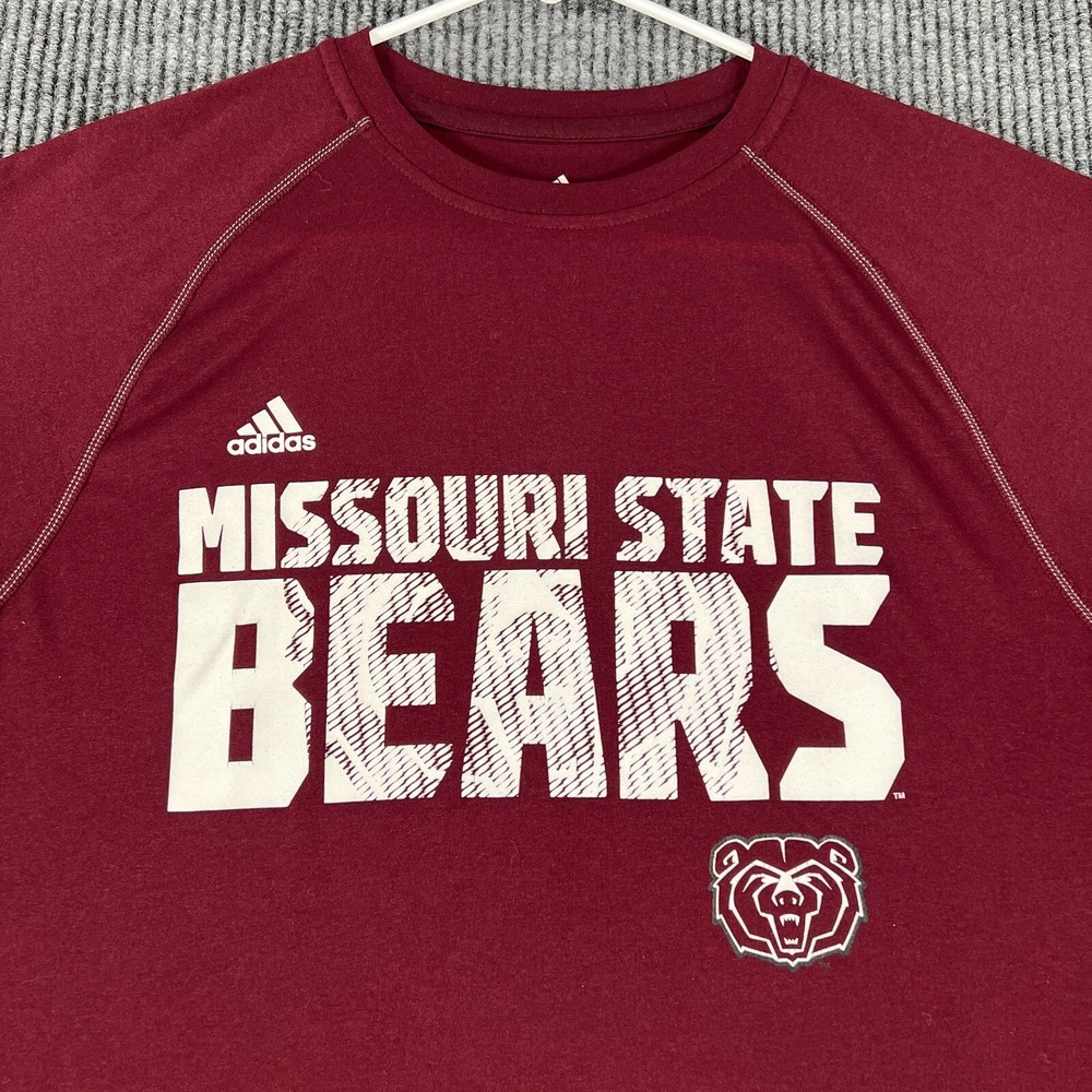 Missouri State Bears Shirt Adidas Mens Small Red Short Sleeve Climalite C-USA